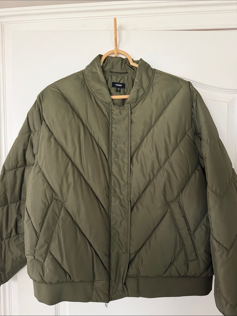 New Express Quilted Puffer Jacket - Olive